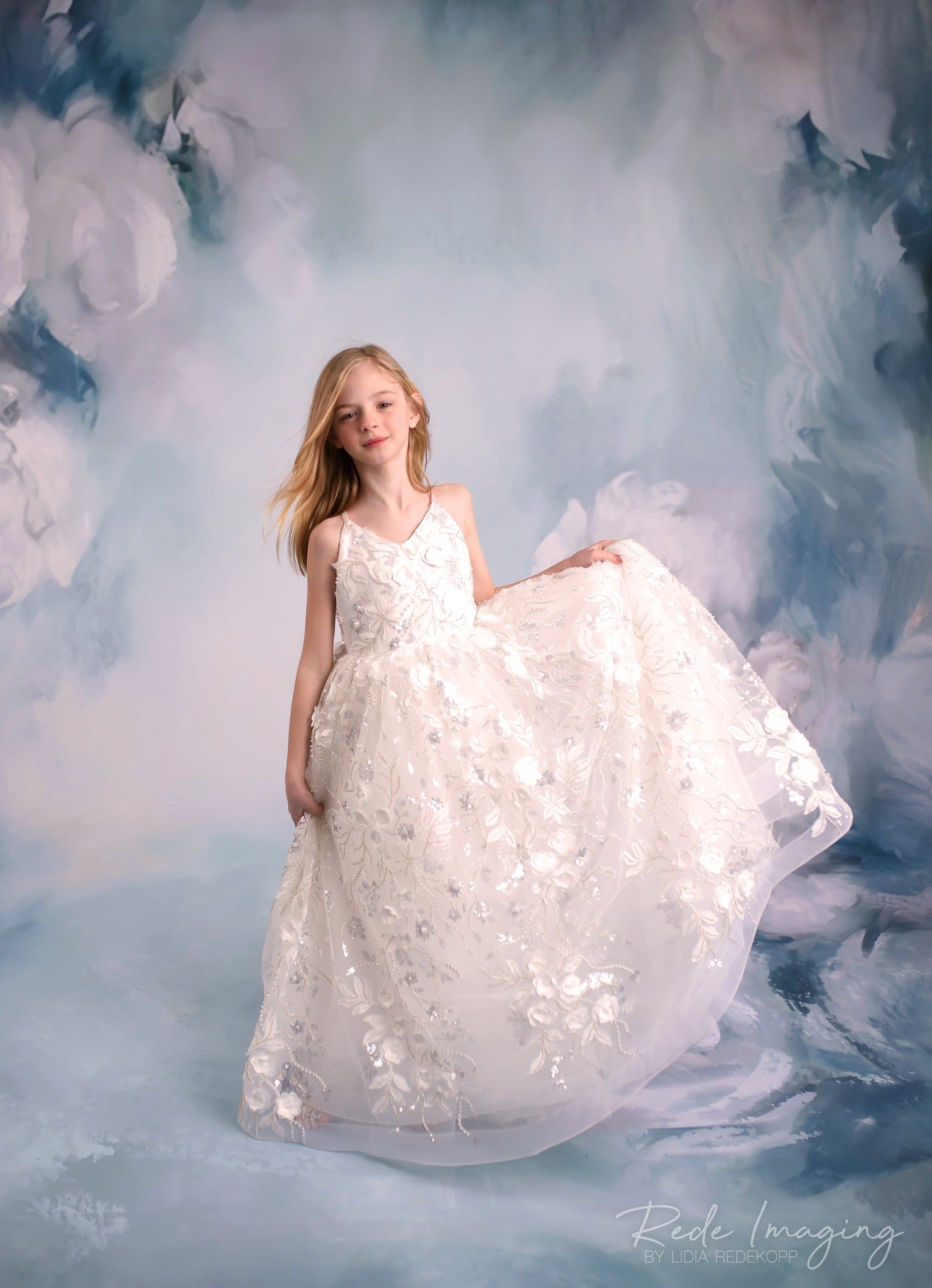 Kate Printemps/Été Blanc Robe de soirée Enfant Pour la Photographie - Kate Backdrop FR