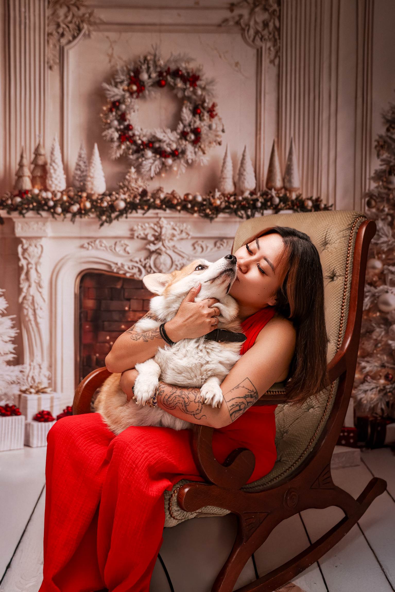 Kate Noël Cheminée Blanc Cadeaux Fenêtre Ensemble de chambre - Kate Backdrop FR