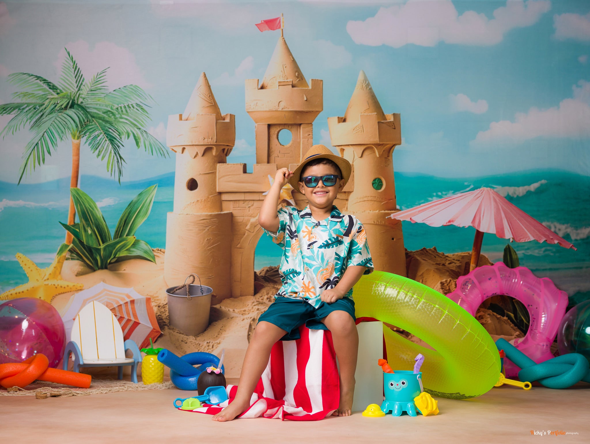 Kate Été Mer Château de Sable Enfant Toile de fond conçue par Chain Photographie - Kate Backdrop FR