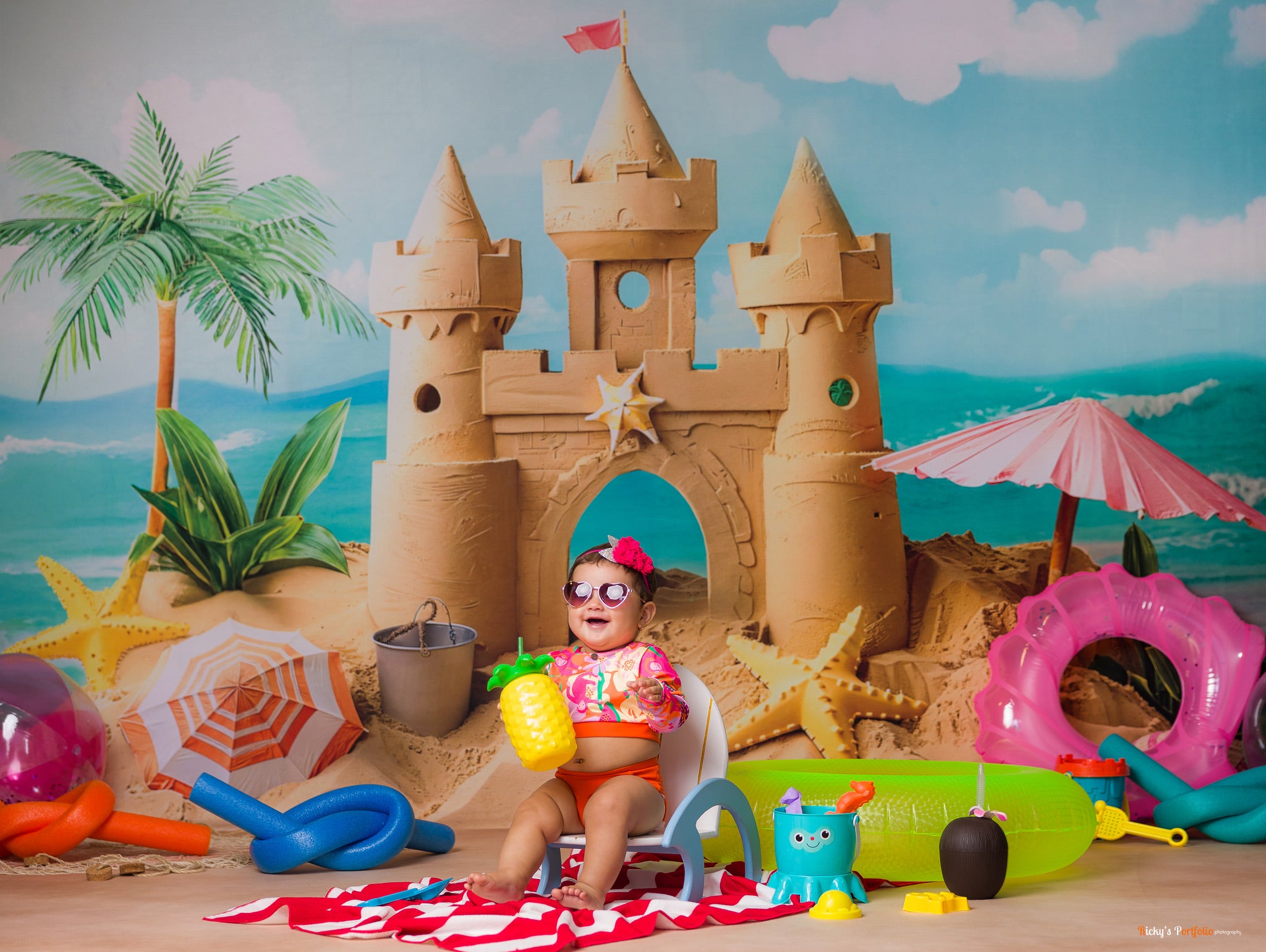 Kate Été Mer Château de Sable Enfant Toile de fond conçue par Chain Photographie - Kate Backdrop FR