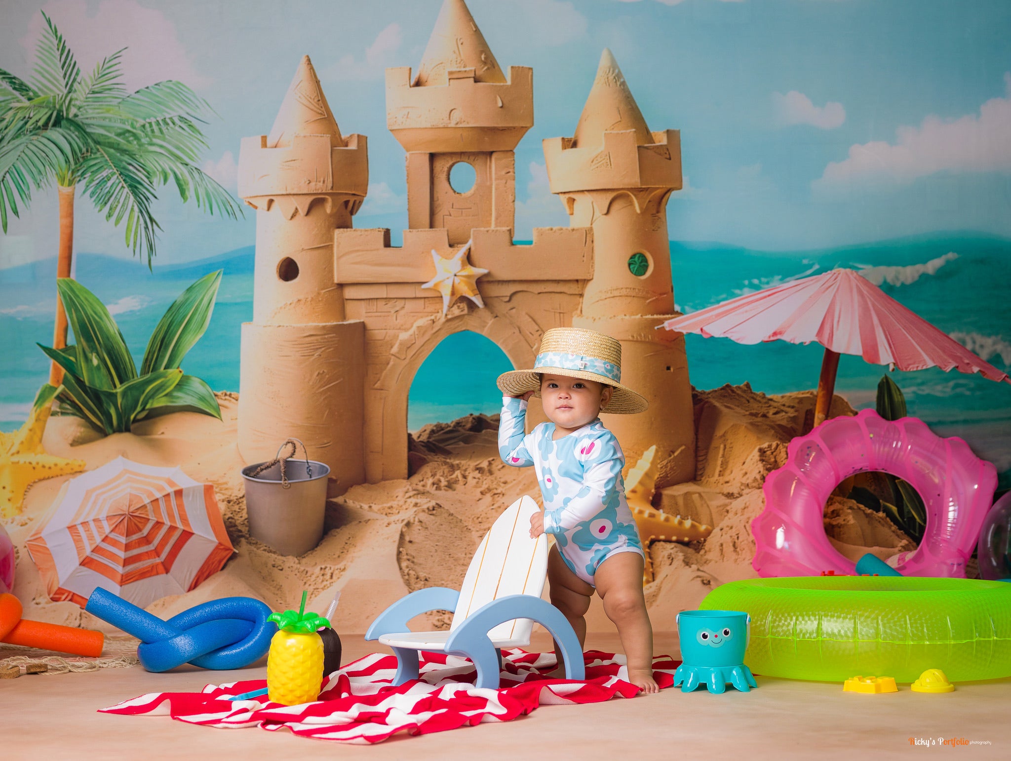Kate Été Mer Château de Sable Enfant Toile de fond conçue par Chain Photographie - Kate Backdrop FR