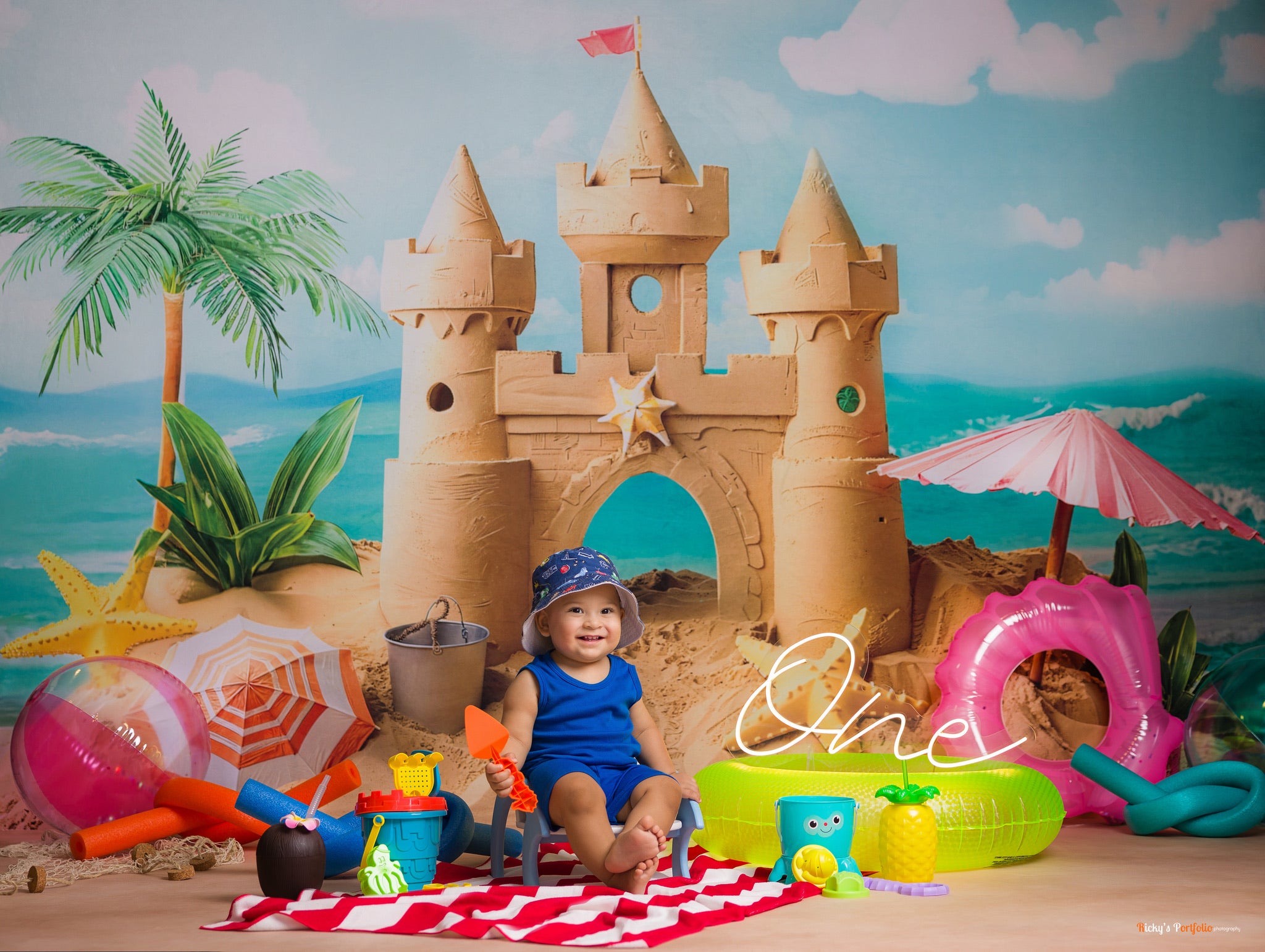 Kate Été Mer Château de Sable Enfant Toile de fond conçue par Chain Photographie - Kate Backdrop FR