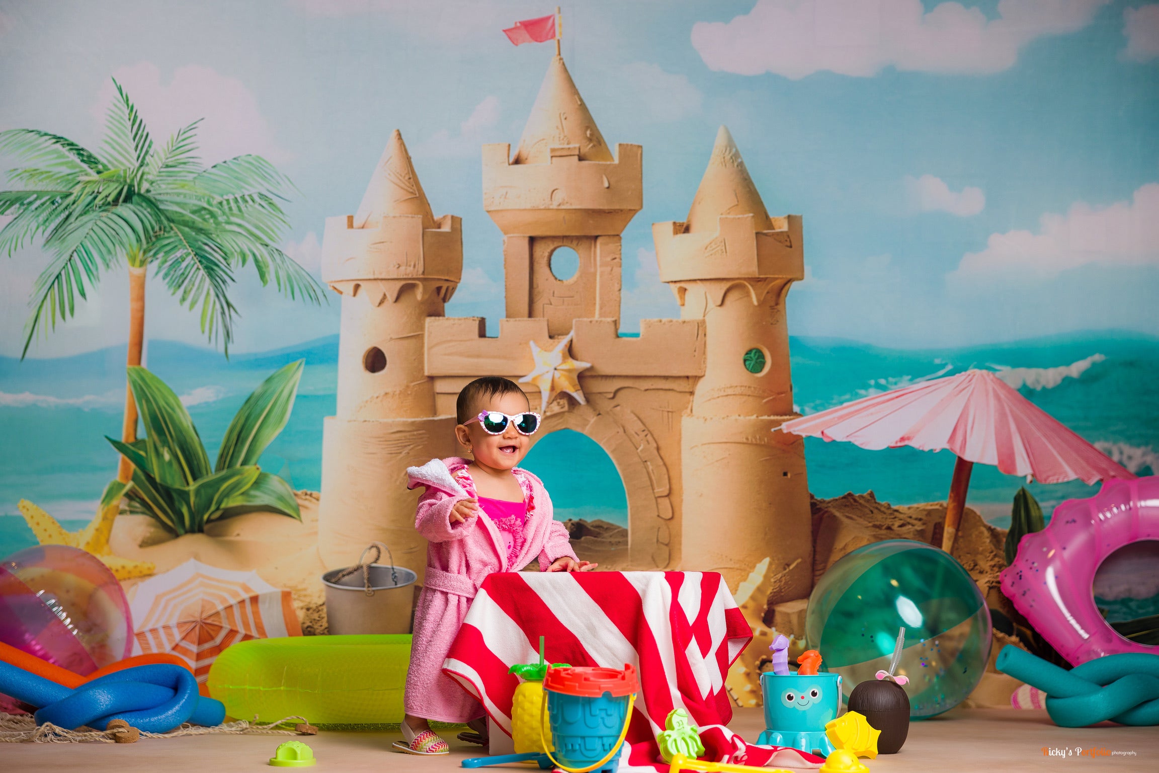 Kate Été Mer Château de Sable Enfant Toile de fond conçue par Chain Photographie - Kate Backdrop FR