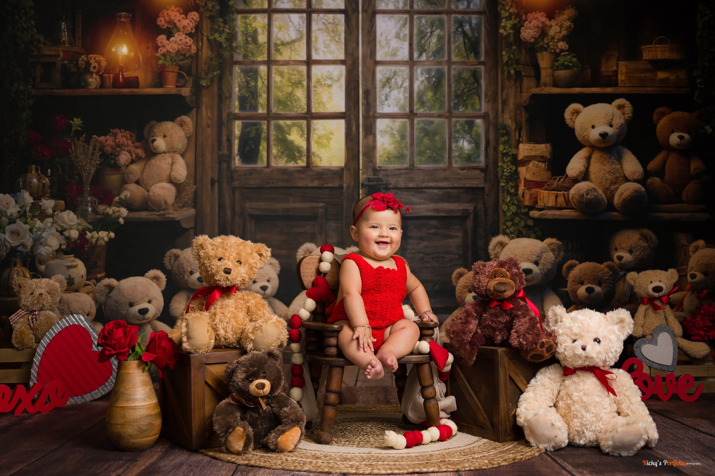 Kate Printemps Lanterne Ours en peluche Porte Toile de fond conçue par Emetselch - Kate Backdrop FR