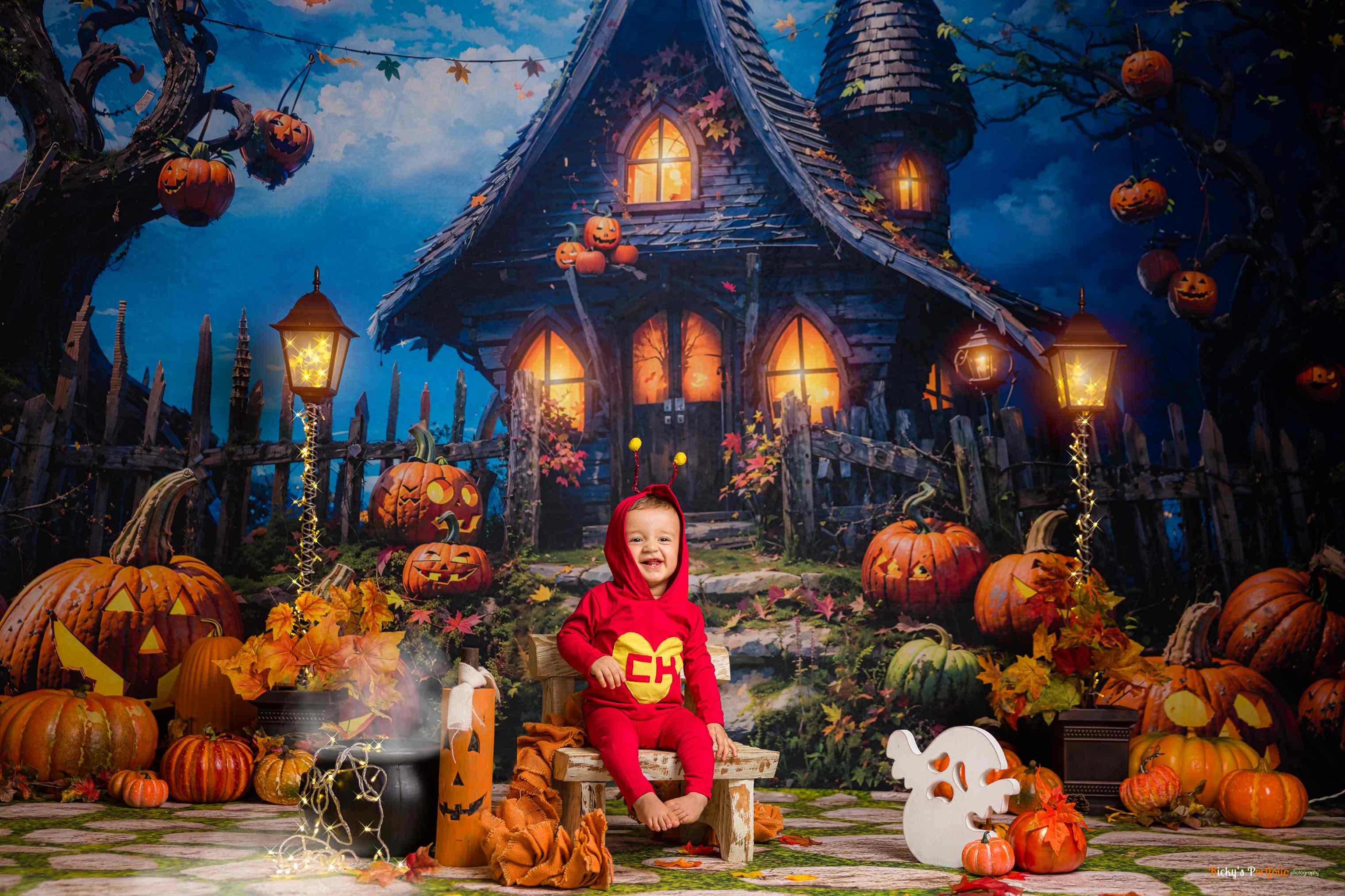 Kate Halloween Citrouille Château magique Toile de fond Conçu par Chain Photographie - Kate Backdrop FR