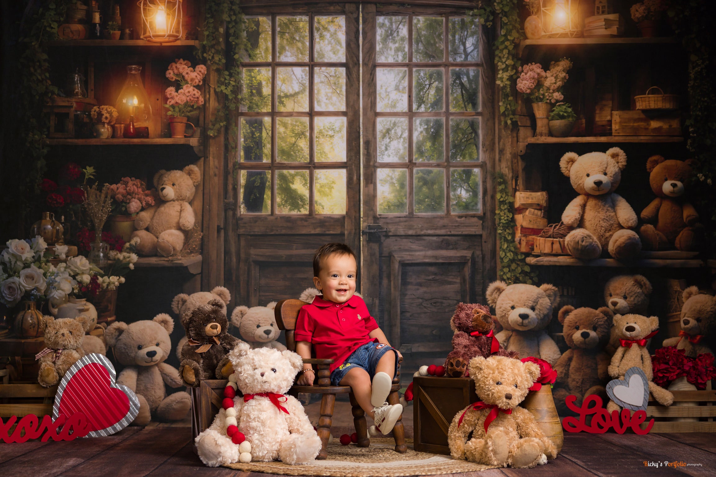 Kate Printemps Lanterne Ours en peluche Porte Toile de fond conçue par Emetselch - Kate Backdrop FR