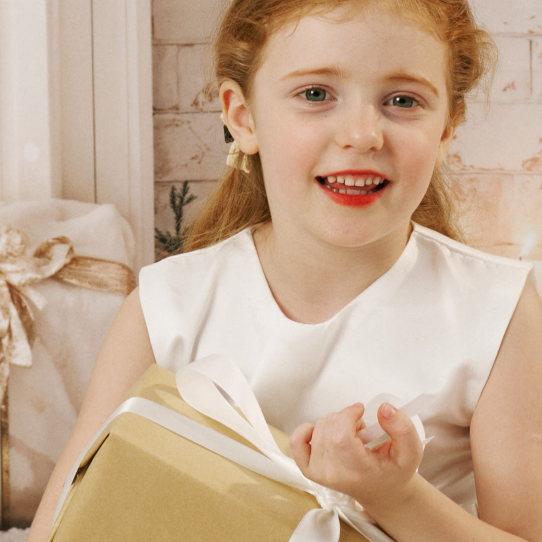 Kate Simple Nœud Blanc Robe pour Enfants - Kate Backdrop FR