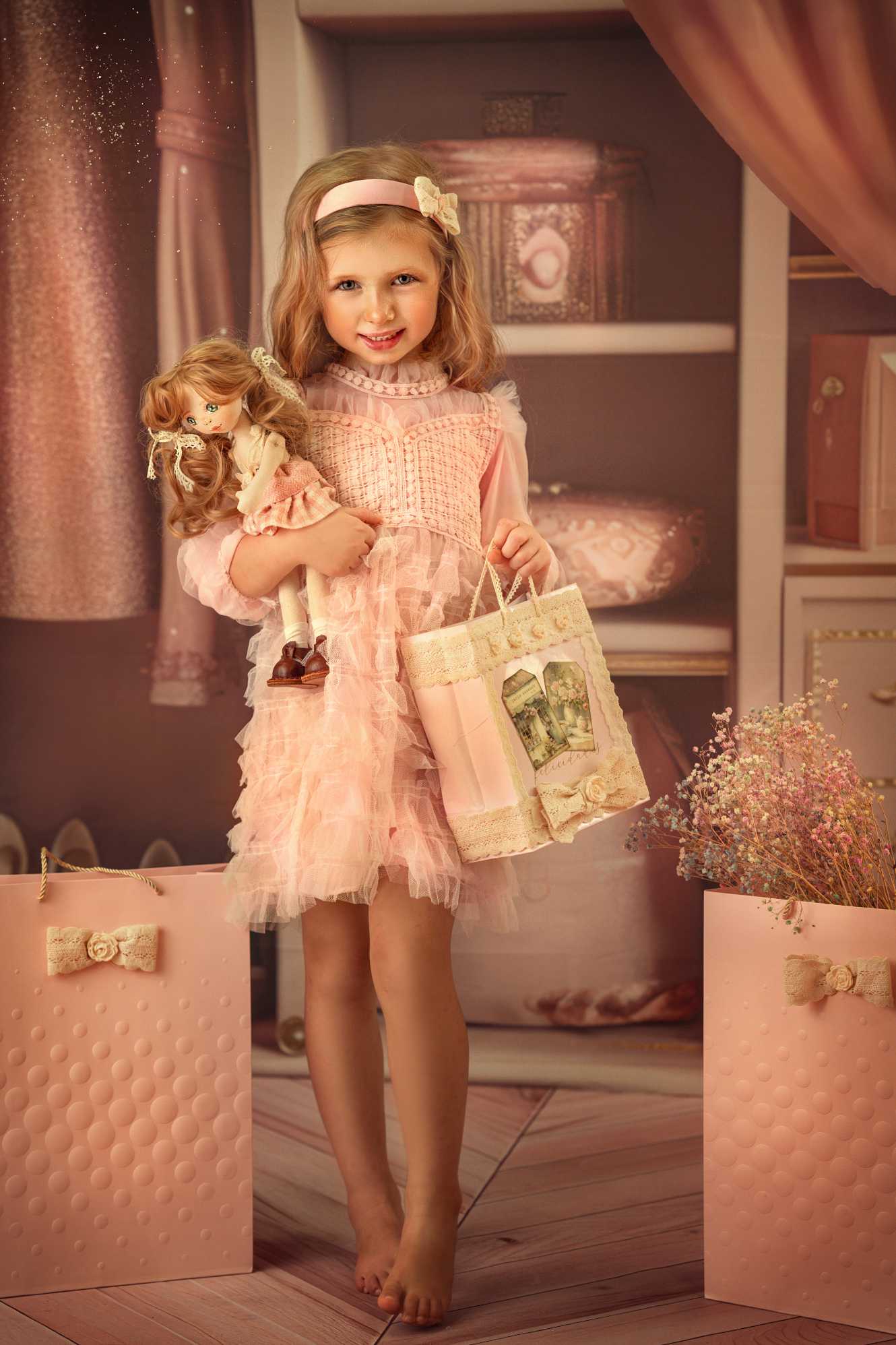 Kate Princesse Robe Rose Placard Toile de fond conçue par Mandy Ringe - Kate Backdrop FR