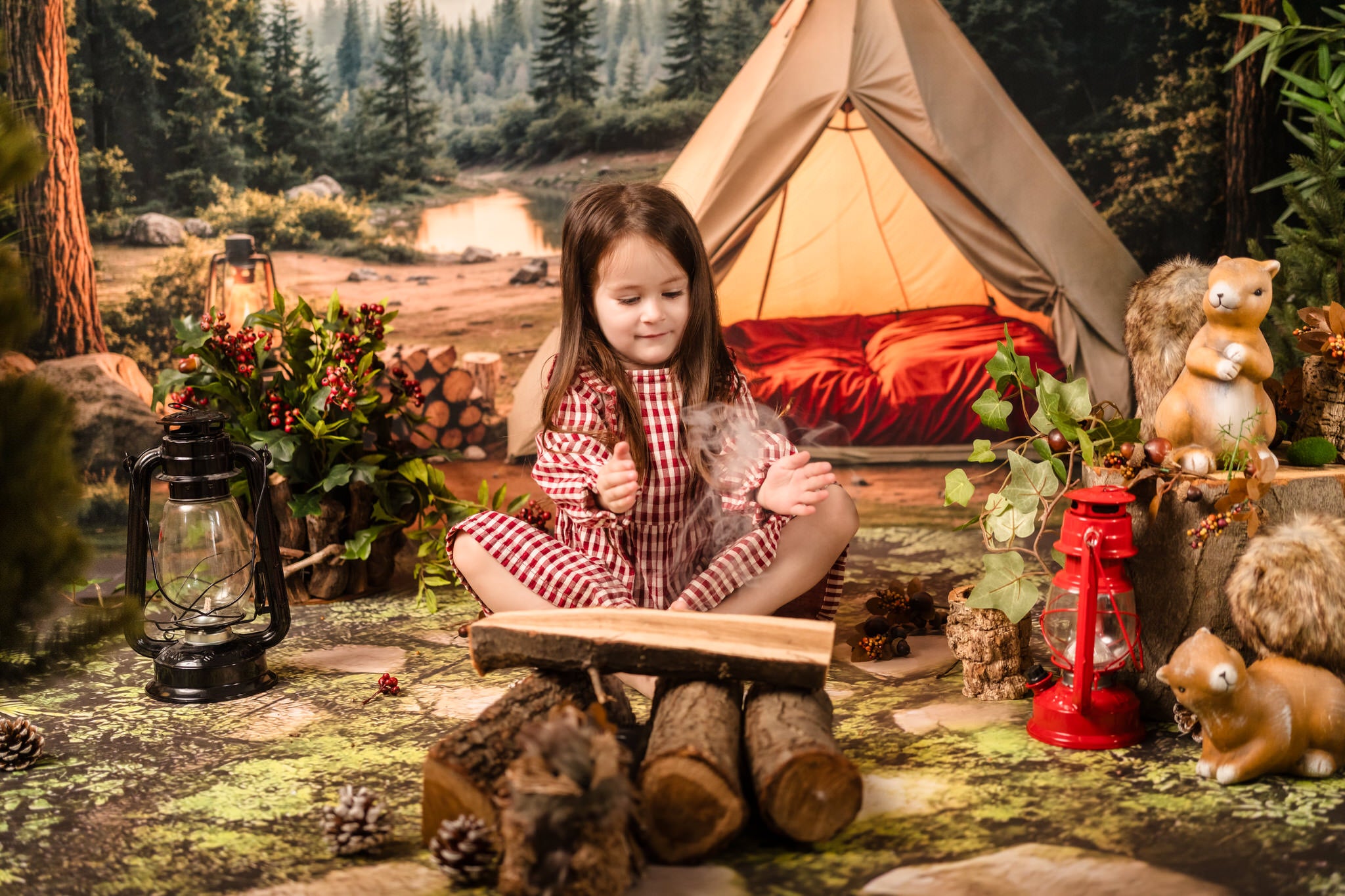 Kate Camping Forêt Tente Lumières Toile de fond conçue par Emetselch
