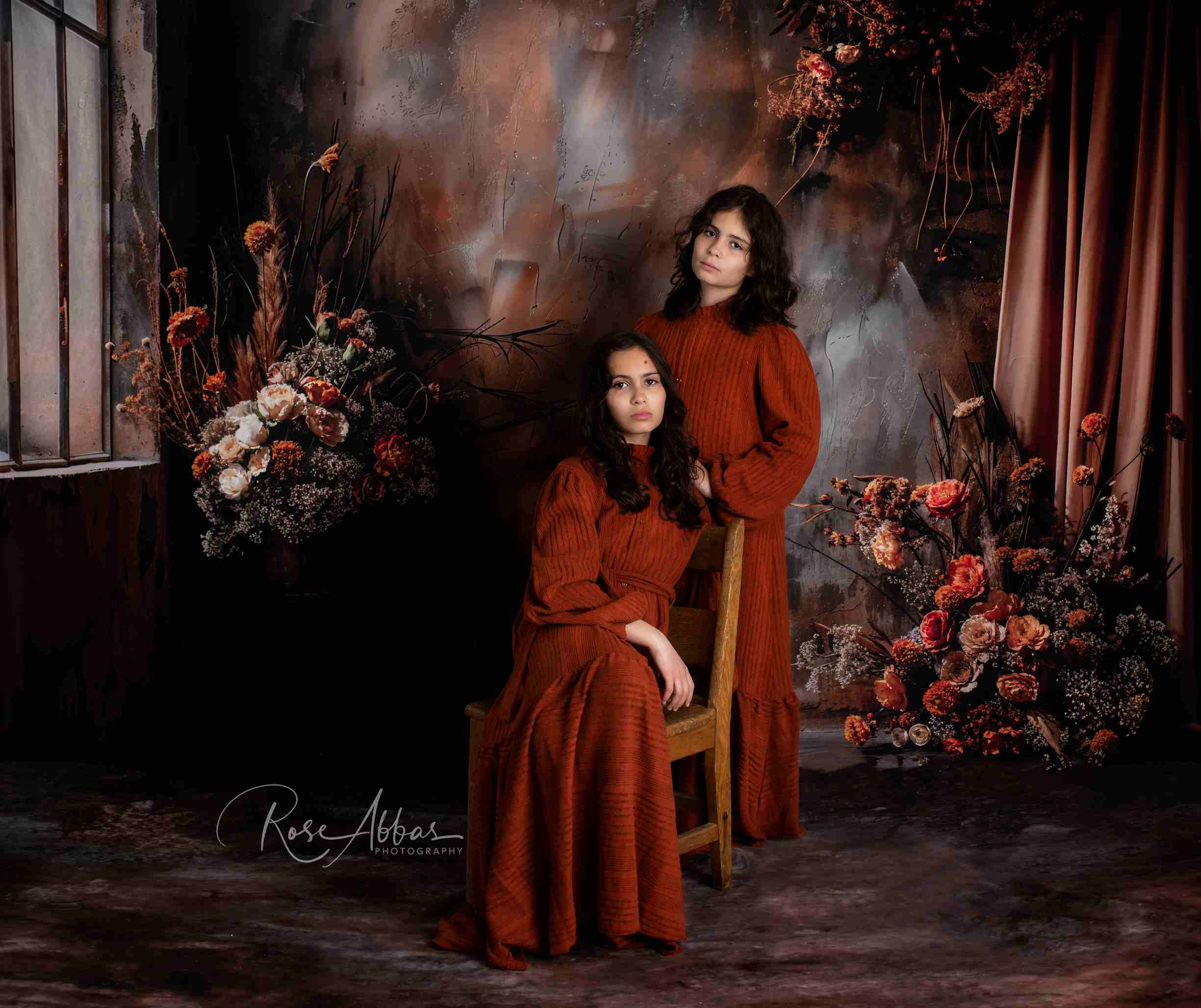 Kate Bohème Abstrait Fleur séchée Rideau Toile de fond+Abstrait Marron Dégradé Texture Sol Toile de fond - Kate Backdrop FR