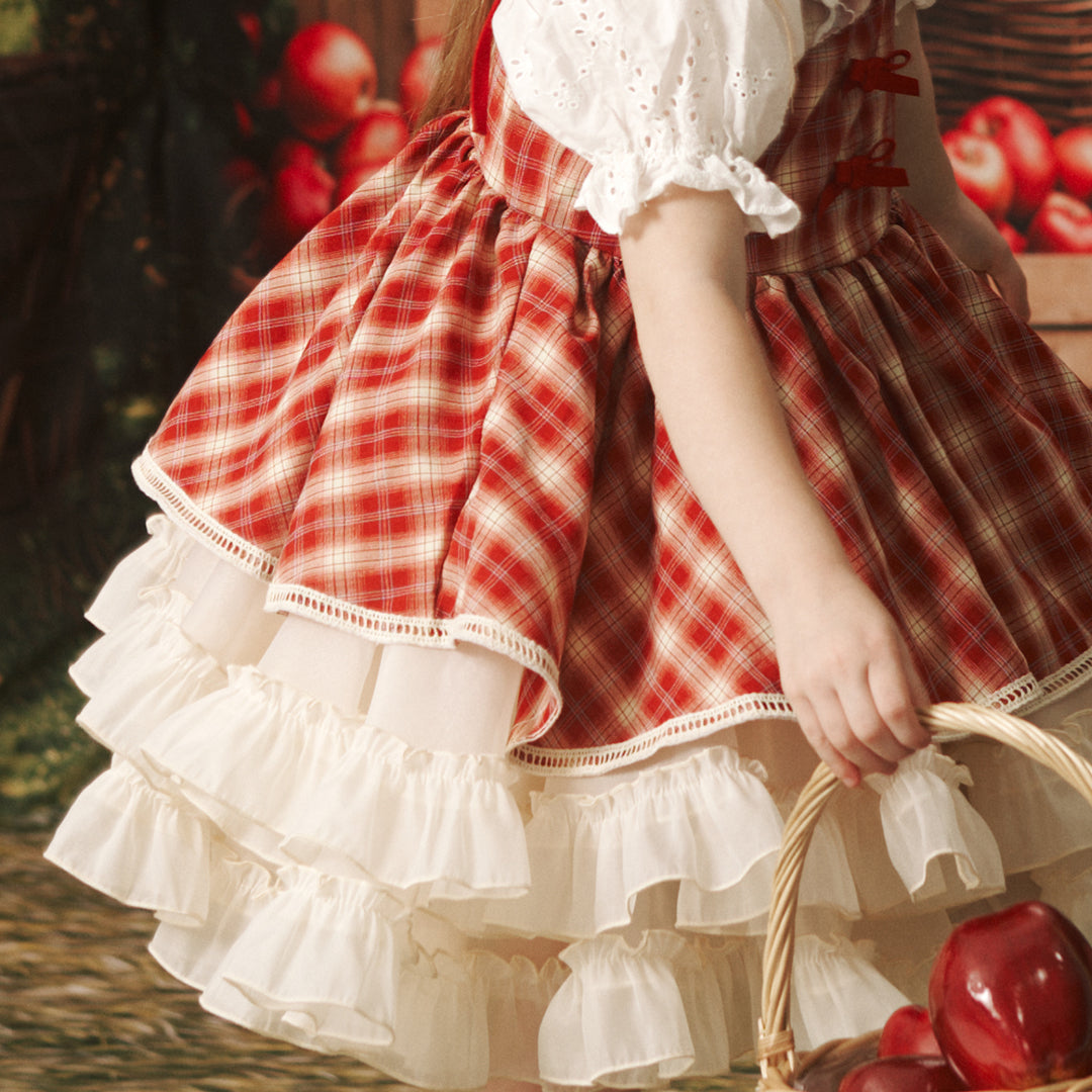 Kate Plaid Rouge Banquet Français Robe Enfant Pour la Photographie - Kate Backdrop FR