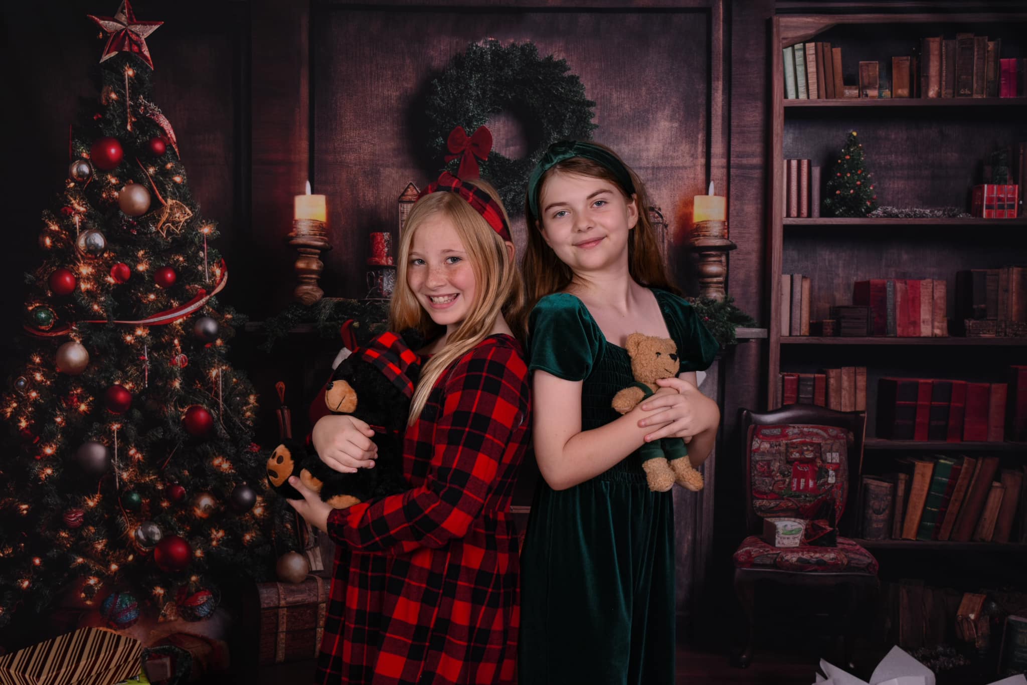 Kate Rétro Sapin de Noël Cheminée Livres Toile de fond pour la photographie - Kate Backdrop FR