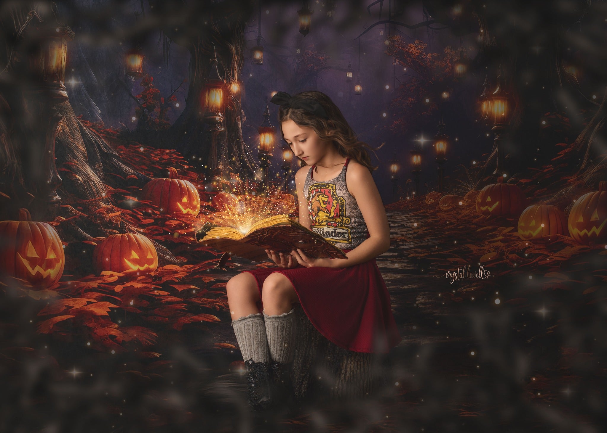 Kate Halloween Citrouille Forêt Lumière Toile de fond conçue par Emetselch - Kate Backdrop FR