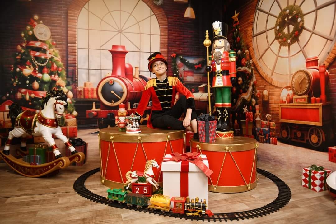 Kate Train jouet Noël Cadeaux Ensemble de chambre - Kate Backdrop FR