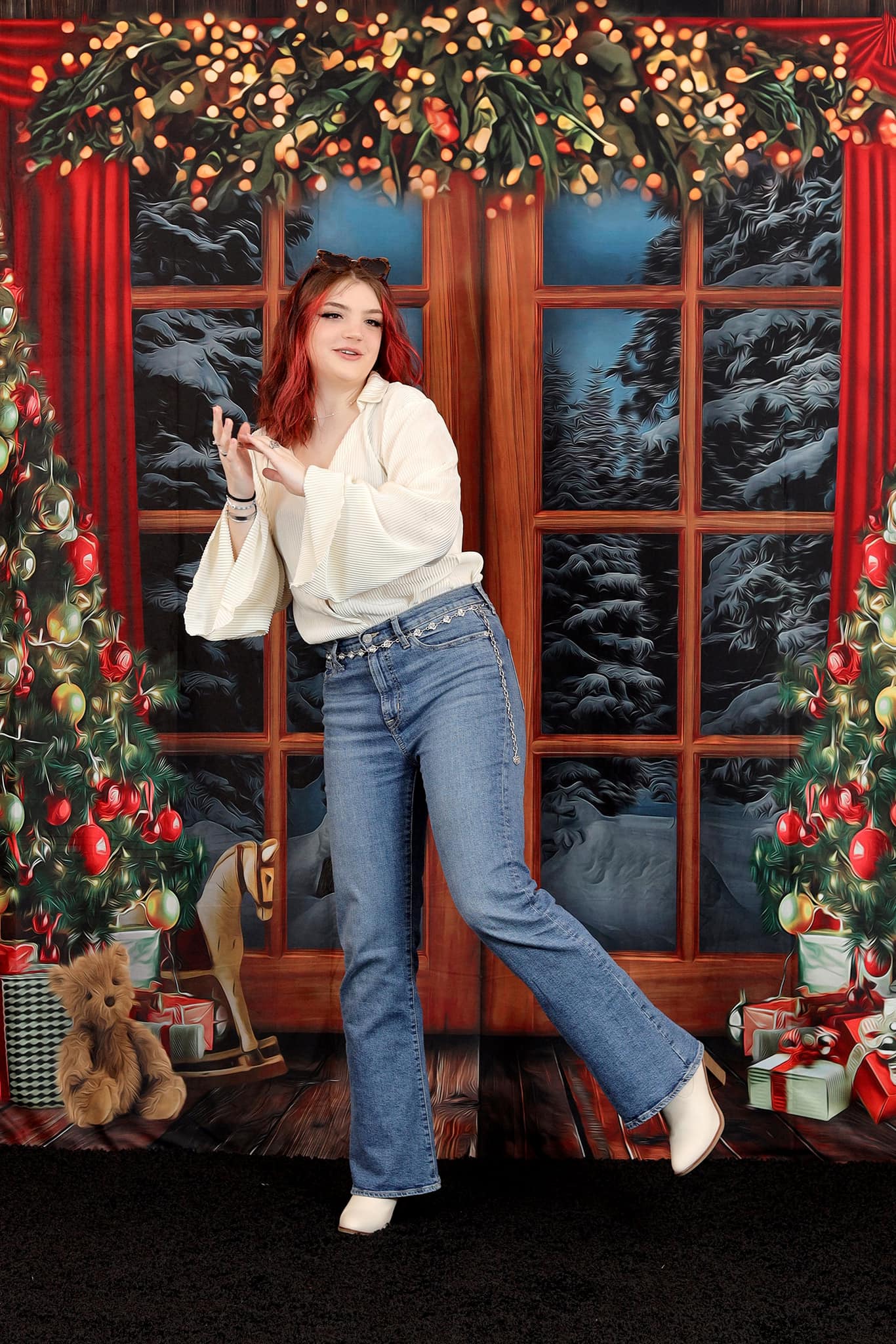 Kate Arbres Fenêtre Noël Toile de fond pour la photographie