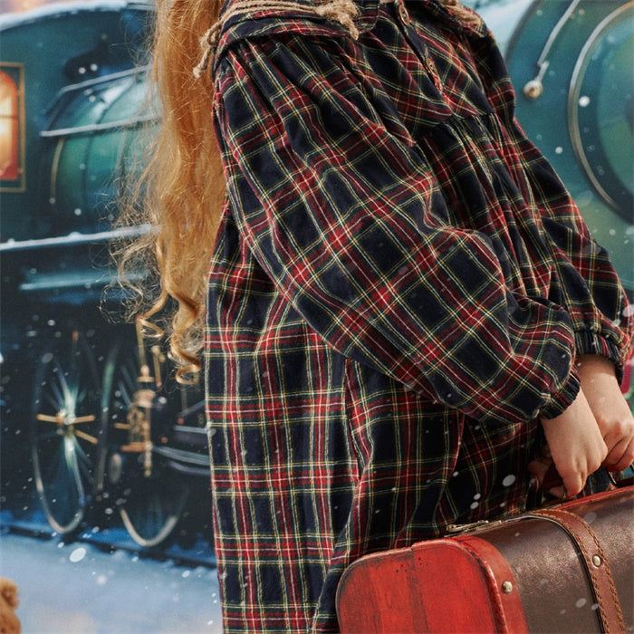 Kate Noël Marron Basique Robe à Carreaux pour Enfants - Kate Backdrop FR