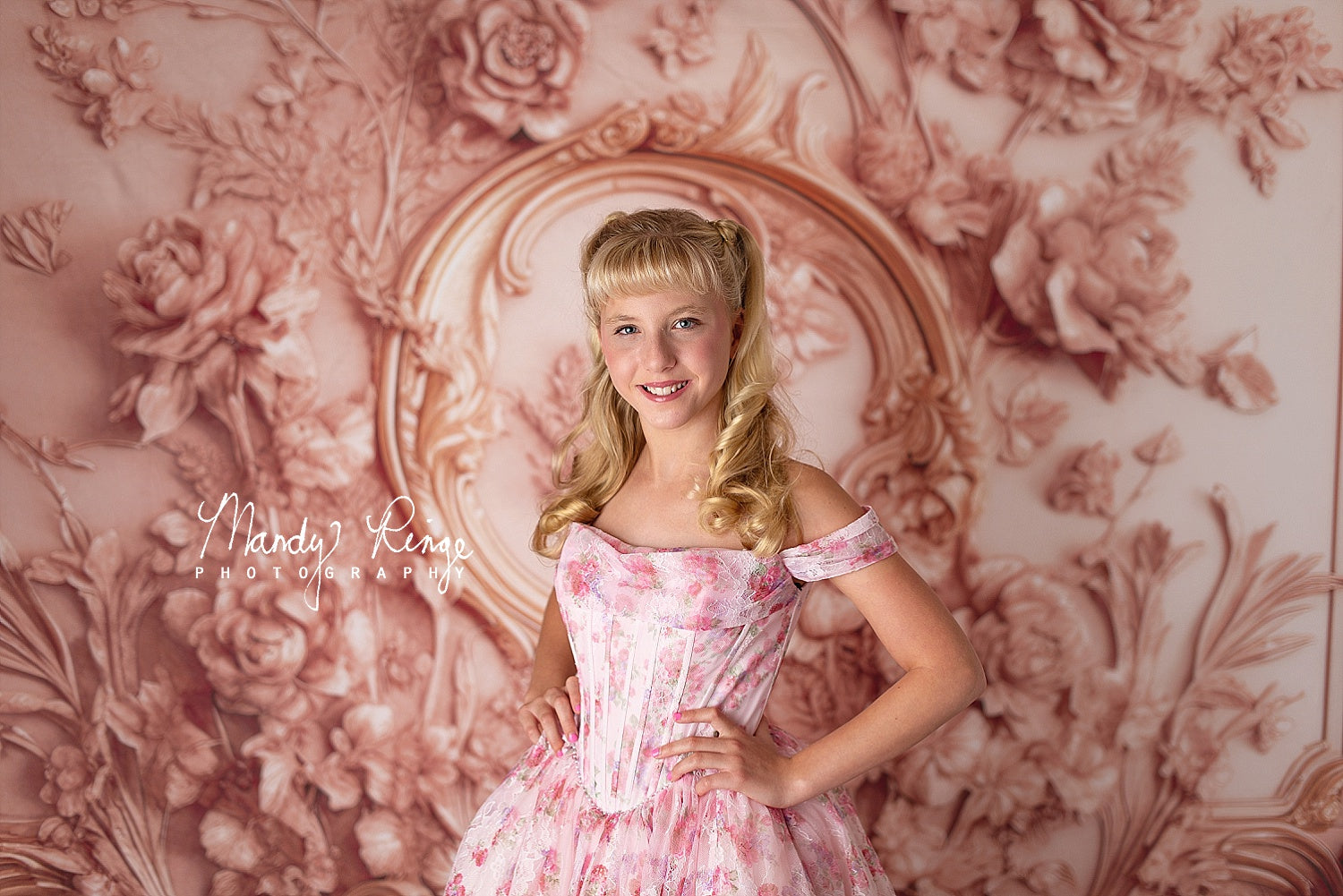 Kate Rose Or Floral Princesse Mur Toile de fond conçue par Mandy Ringe - Kate Backdrop FR