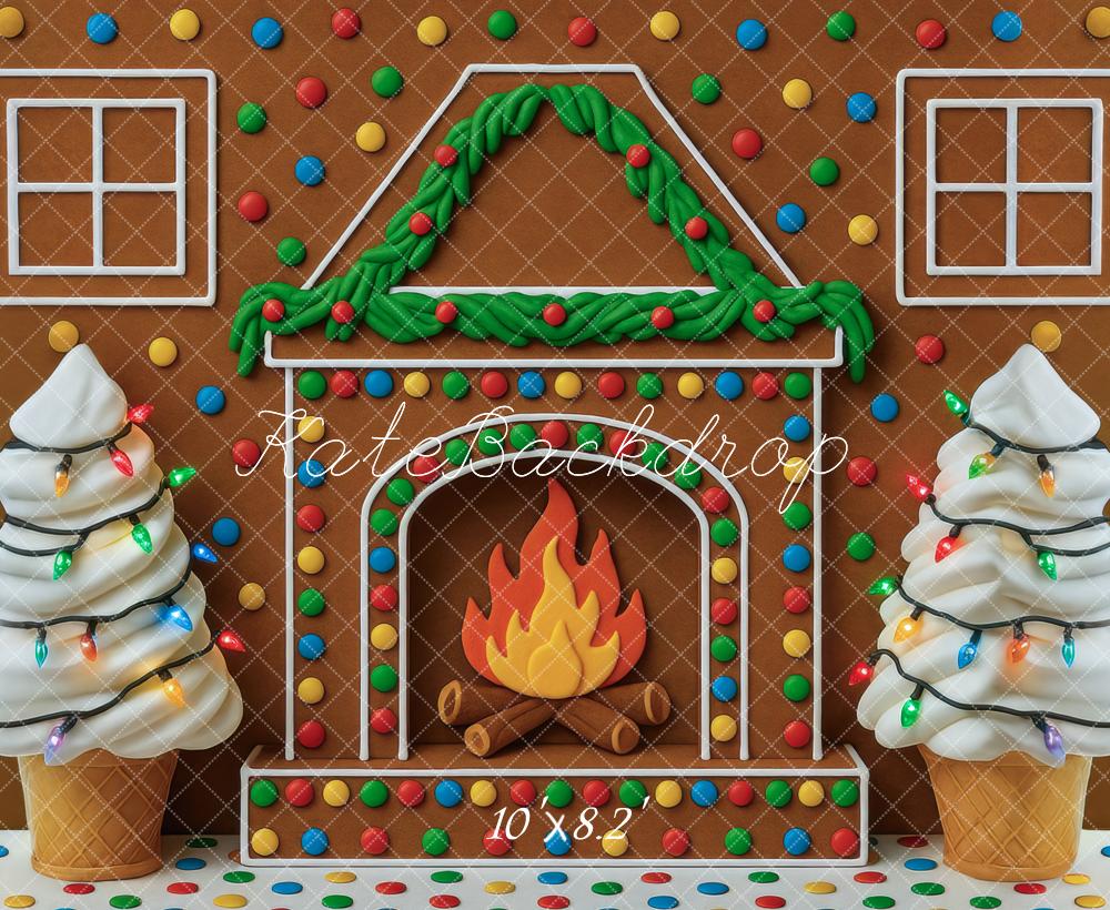 Kate Noël Pain d'Épices Cheminée Glace Toile de fond conçue par Mini MakeBelieve - Kate Backdrop FR