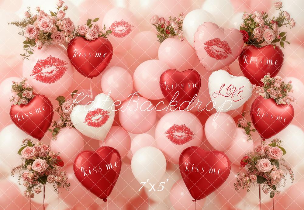 Kate La Saint Valentin Ballons Fleurs Baisers Toile de fond conçue par Emetselch