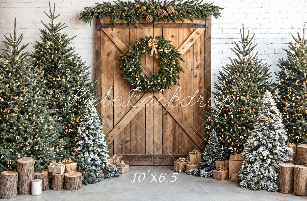 Kate Noël Sapins Cadeaux Porte Bois Toile de fond conçue par Emetselch