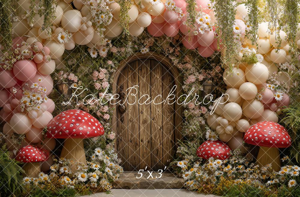 Kate Fée Champignons Porte Fleurs Ballons Toile de fond conçue par Ashley Paul - Kate Backdrop FR