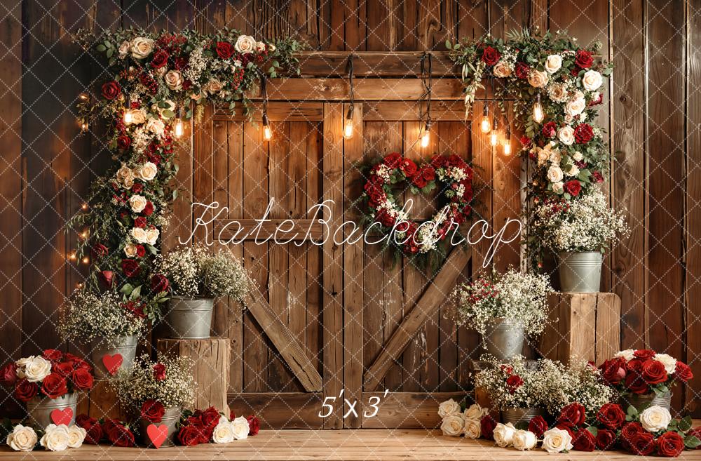 Kate Saint Valentin Fleurs Porte Bois Toile de fond conçue par Emetselch