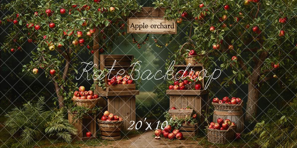 Kate Verger Pommes Arbres Paniers Bois Toile de fond conçue par Emetselch