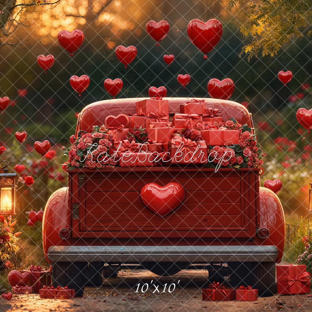 Kate Saint Valentin Voiture Cœurs Roses Toile de fond conçue par Emetselch - Kate Backdrop FR