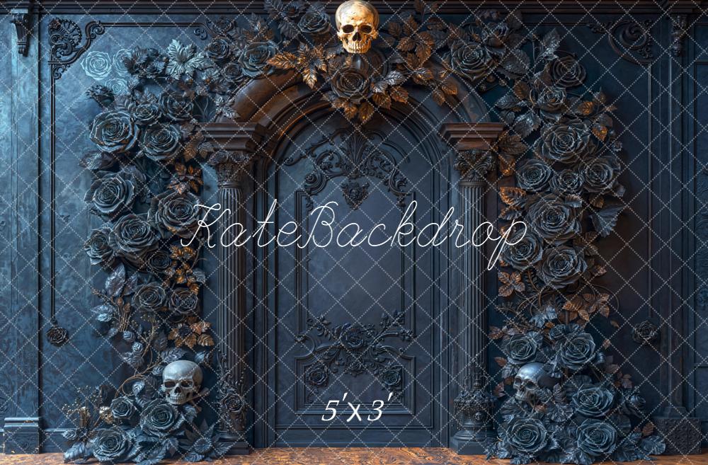 Kate Halloween Arche Crâne Roses Gothique Toile de fond conçue par Emetselch
