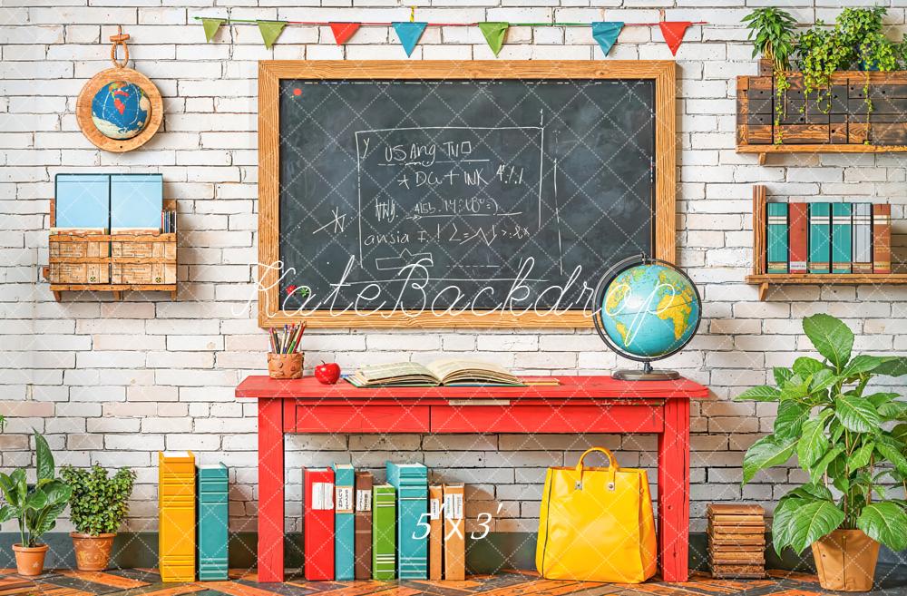 Kate Scolaire Tableau Noir Globe Livres Toile de fond conçue par Emetselch - Kate Backdrop FR