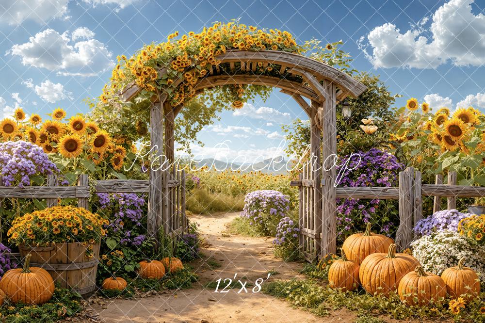 Kate Automne Arche Tournesols Citrouilles Toile de fond conçue par Emetselch - Kate Backdrop FR