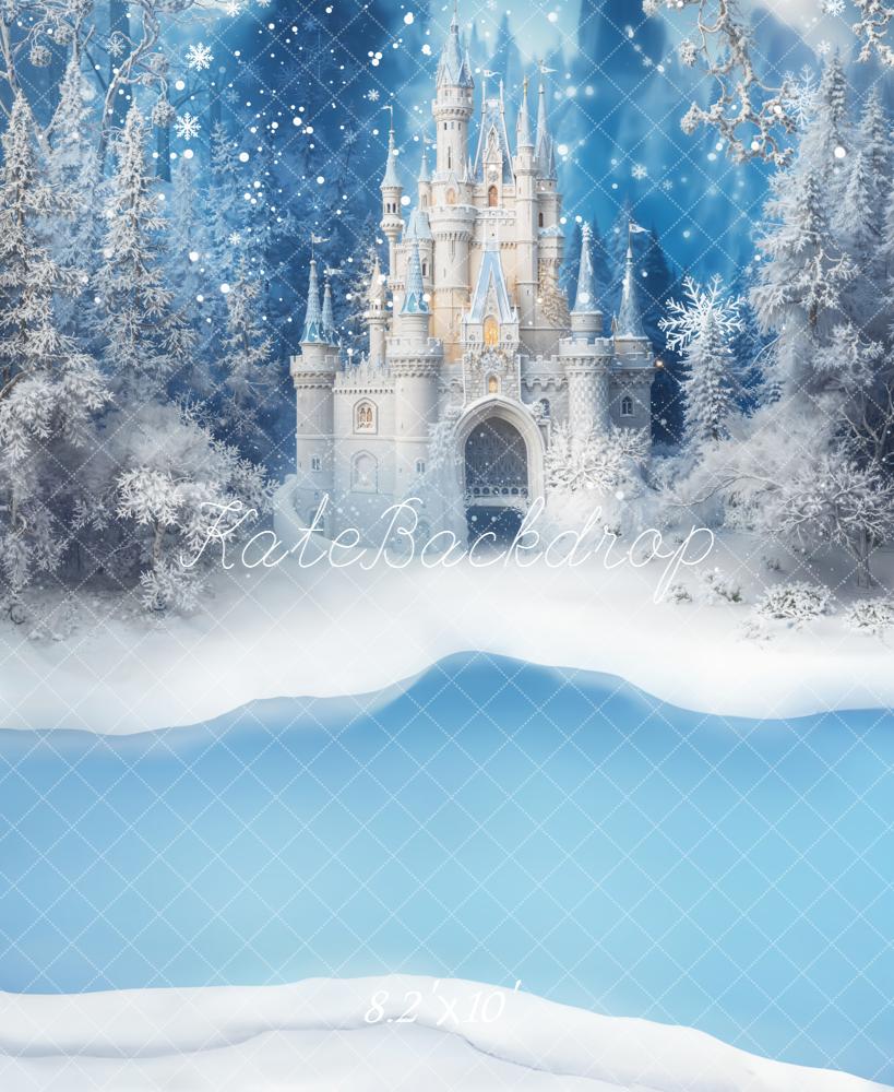 Kate Château Forêt Neige Hiver Toile de fond conçue par Emetselch