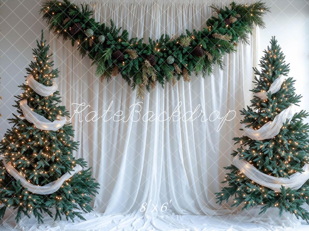 Kate Sapins de Noël Rideaux Blanc Toile de fond conçue par Mini MakeBelieve - Kate Backdrop FR