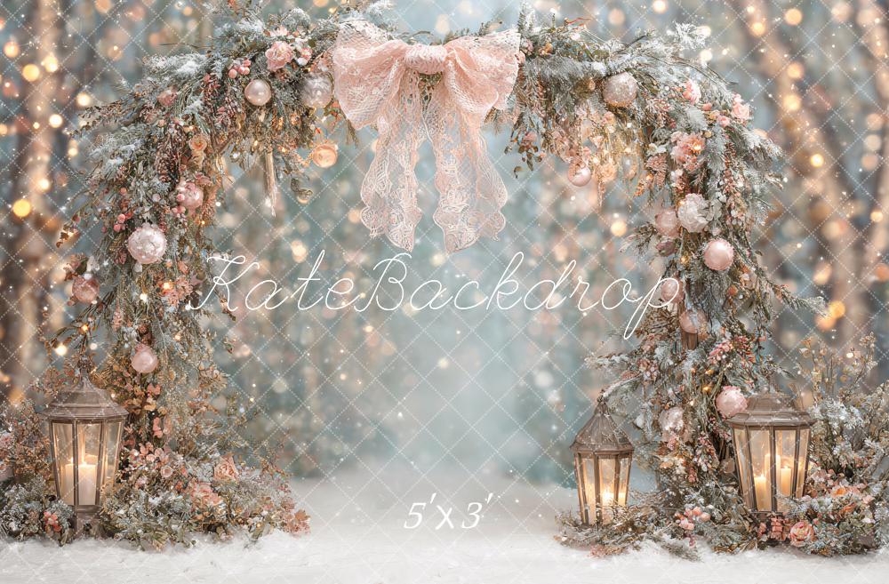 Kate Hiver Arche Fleurs Neige Toile de fond conçue par Ashley Paul