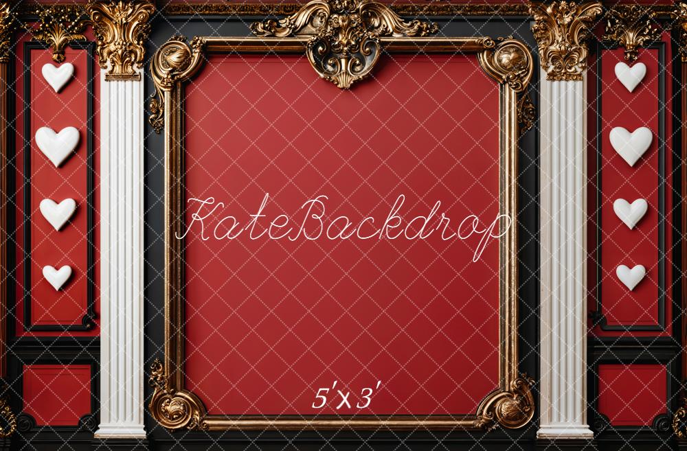 Kate Baroque Mur Rouge Cadre Cœurs Toile de fond conçue par Emetselch - Kate Backdrop FR