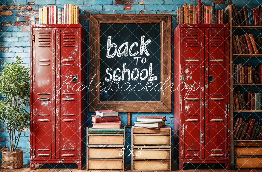 Kate Rentrée Scolaire Casiers Rouges Livres Toile de fond conçue par Emetselch