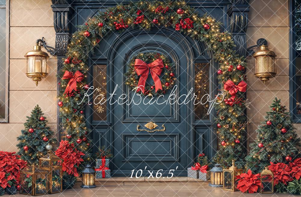 Kate Noël Porte Décors Lanternes Sapins Toile de fond conçue par Emetselch - Kate Backdrop FR