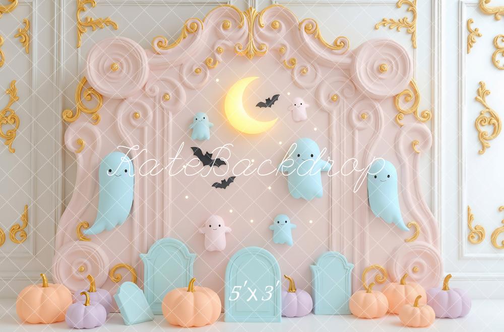 Kate Halloween Fantômes Lune Citrouilles Toile de fond conçue par Mini MakeBelieve - Kate Backdrop FR