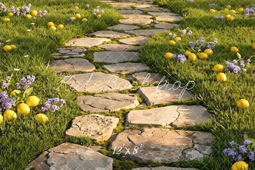 Kate Chemin Pierre Citrons Herbe Sol Toile de fond en Polar conçue par Emetselch