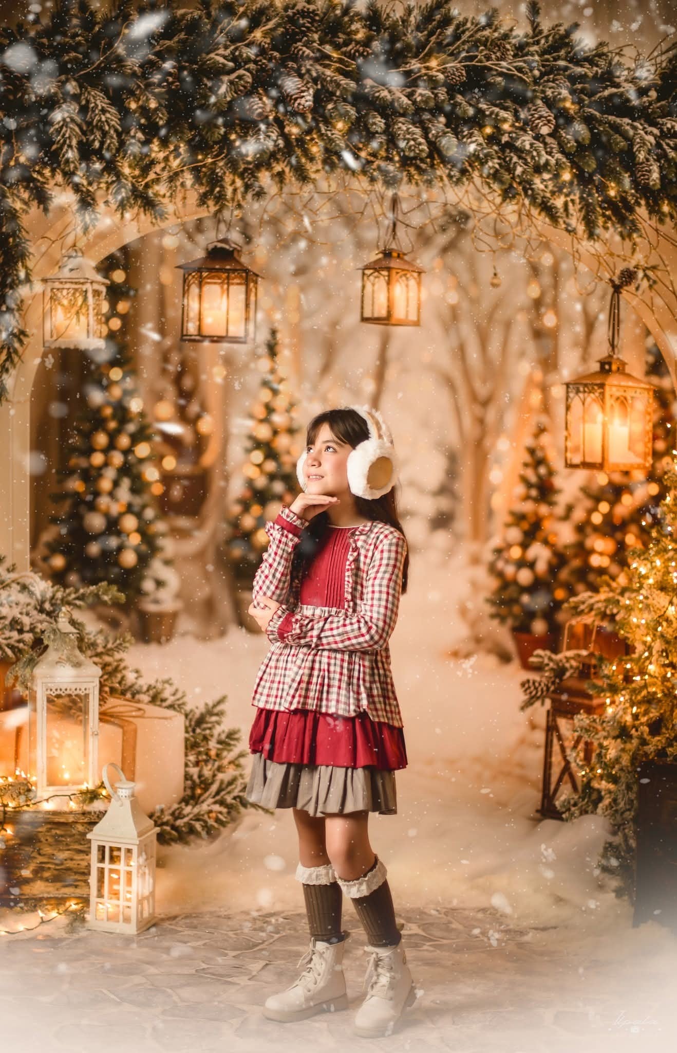 Kate Noël Arche Neige Arbres Lumière Toile de fond conçue par Emetselch - Kate Backdrop FR