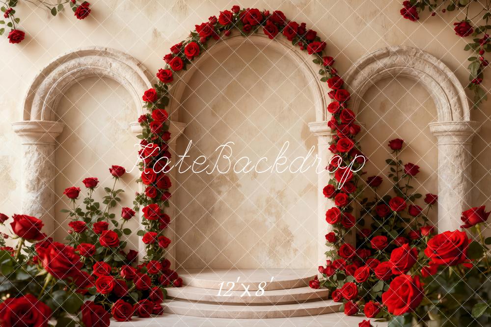 Kate Saint Valentin Arche Roses Rouge Toile de fond en Laine conçue par Emetselch
