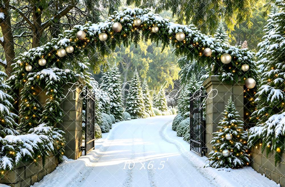 Kate Noël Chemin Arbres Neige Hiver Toile de fond conçue par Mini MakeBelieve - Kate Backdrop FR