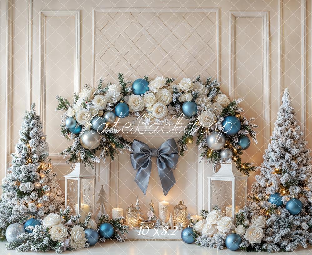 Kate Sapin de Noël Cheminée Décorations Fleur Toile de fond conçue par Emetselch - Kate Backdrop FR