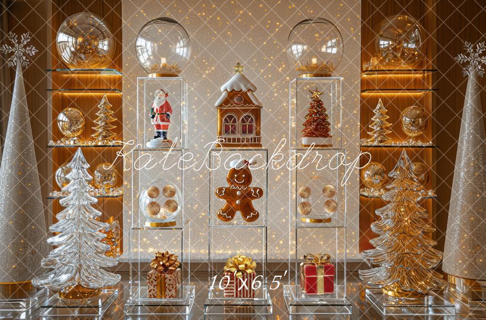 Kate Noël Pain d'épice Cadeaux Doré Toile de fond conçue par Mini MakeBelieve - Kate Backdrop FR