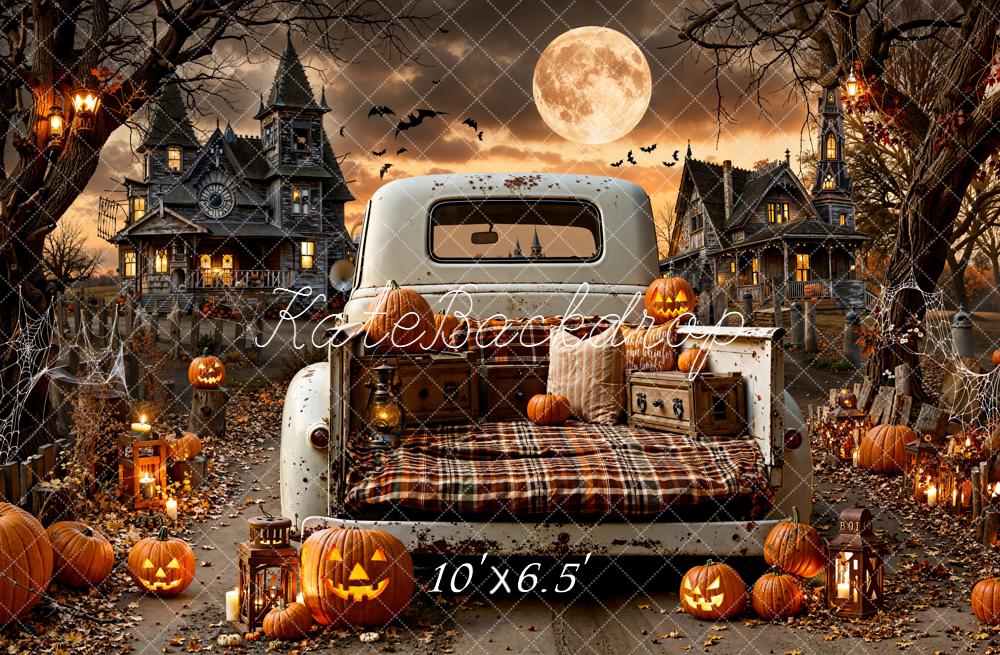 Kate Halloween Camion Citrouilles Pleine Lune Toile de fond conçue par Emetselch - Kate Backdrop FR