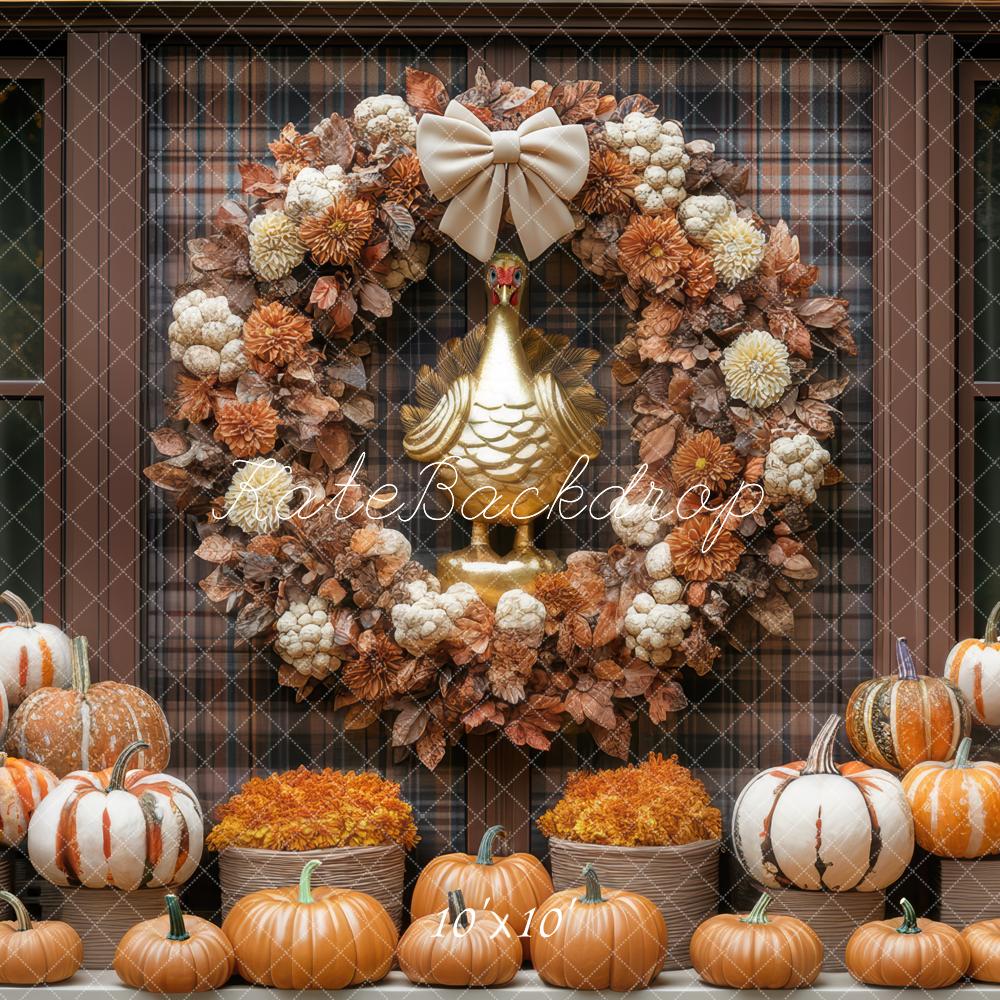 Kate Automne Citrouilles Couronne Fenêtre Toile de fond conçue par Mini MakeBelieve - Kate Backdrop FR