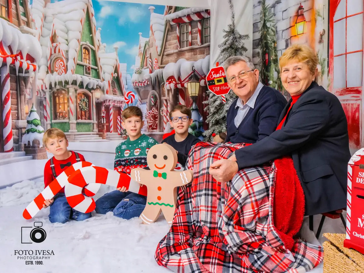 Kate Noël Hiver Ville Rue Maisons Toile de fond conçue par Emetselch - Kate Backdrop FR