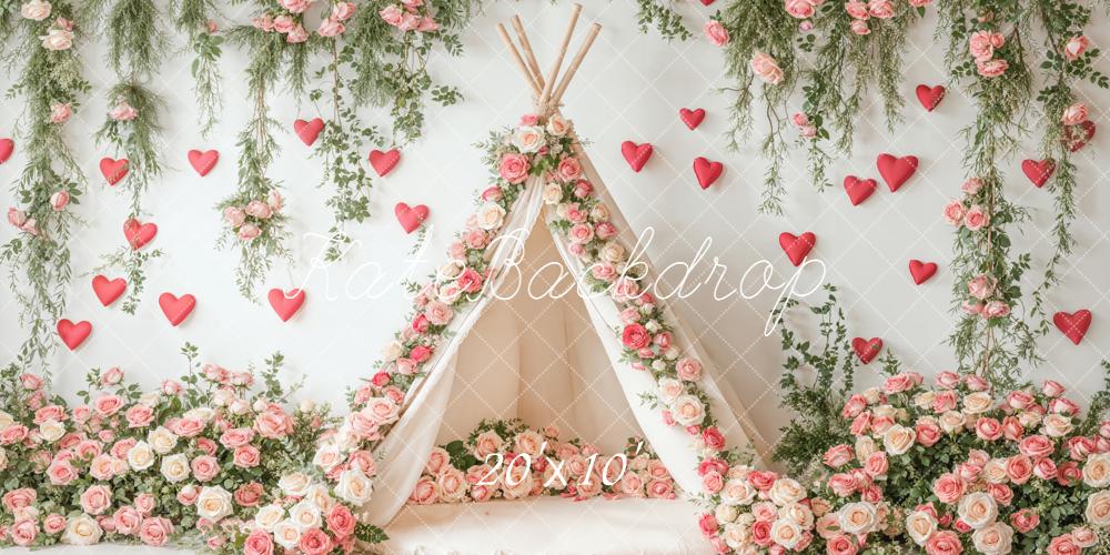 Kate Saint Valentin Tente Fleurs Cœurs Toile de fond conçue par Emetselch