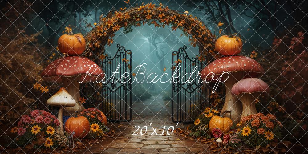 Kate Automne Portail Citrouilles Champignons Toile de fond conçue par Emetselch