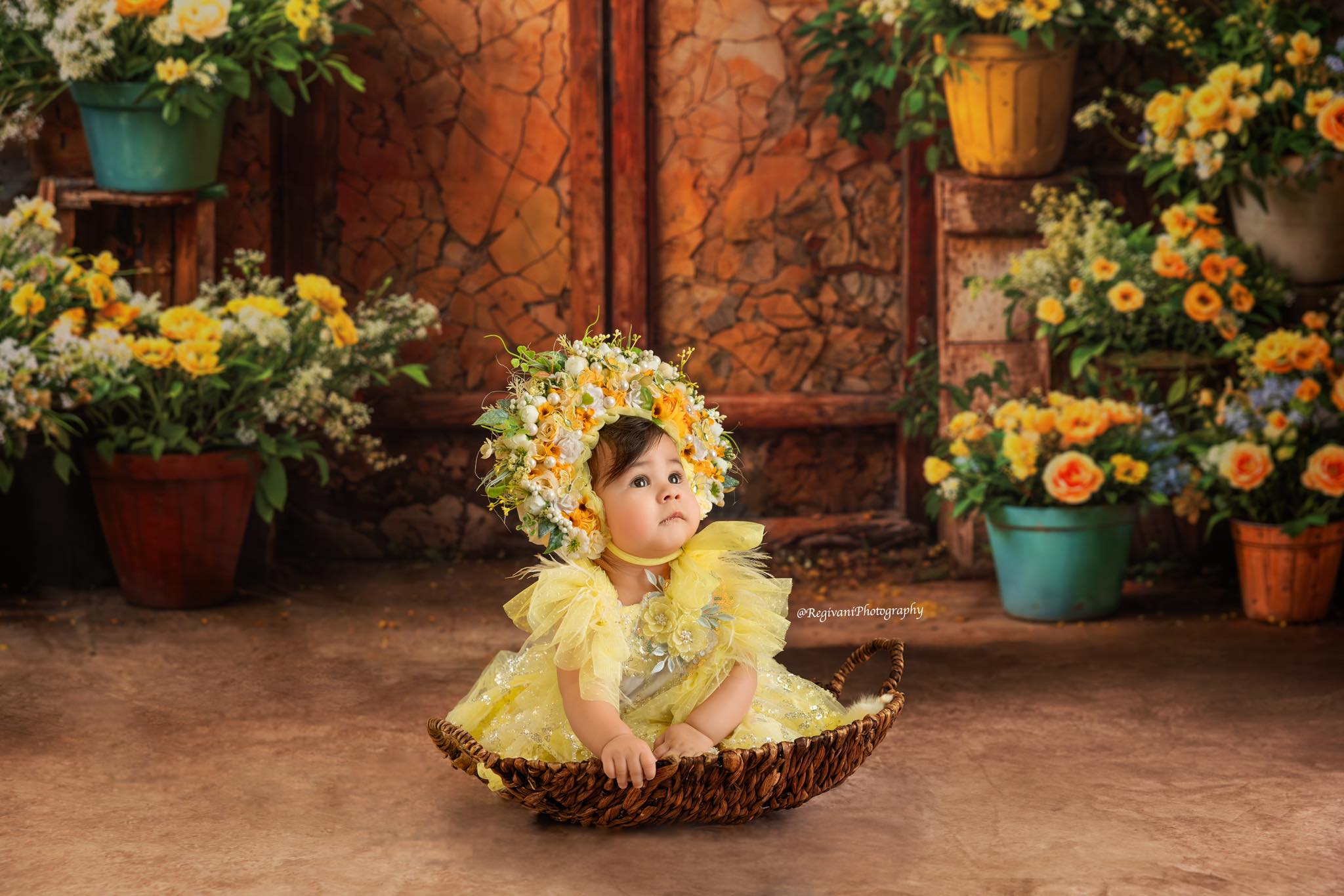 Kate Printemps Fleurs jaunes Vieille Porte Toile de fond conçue par Emetselch - Kate Backdrop FR